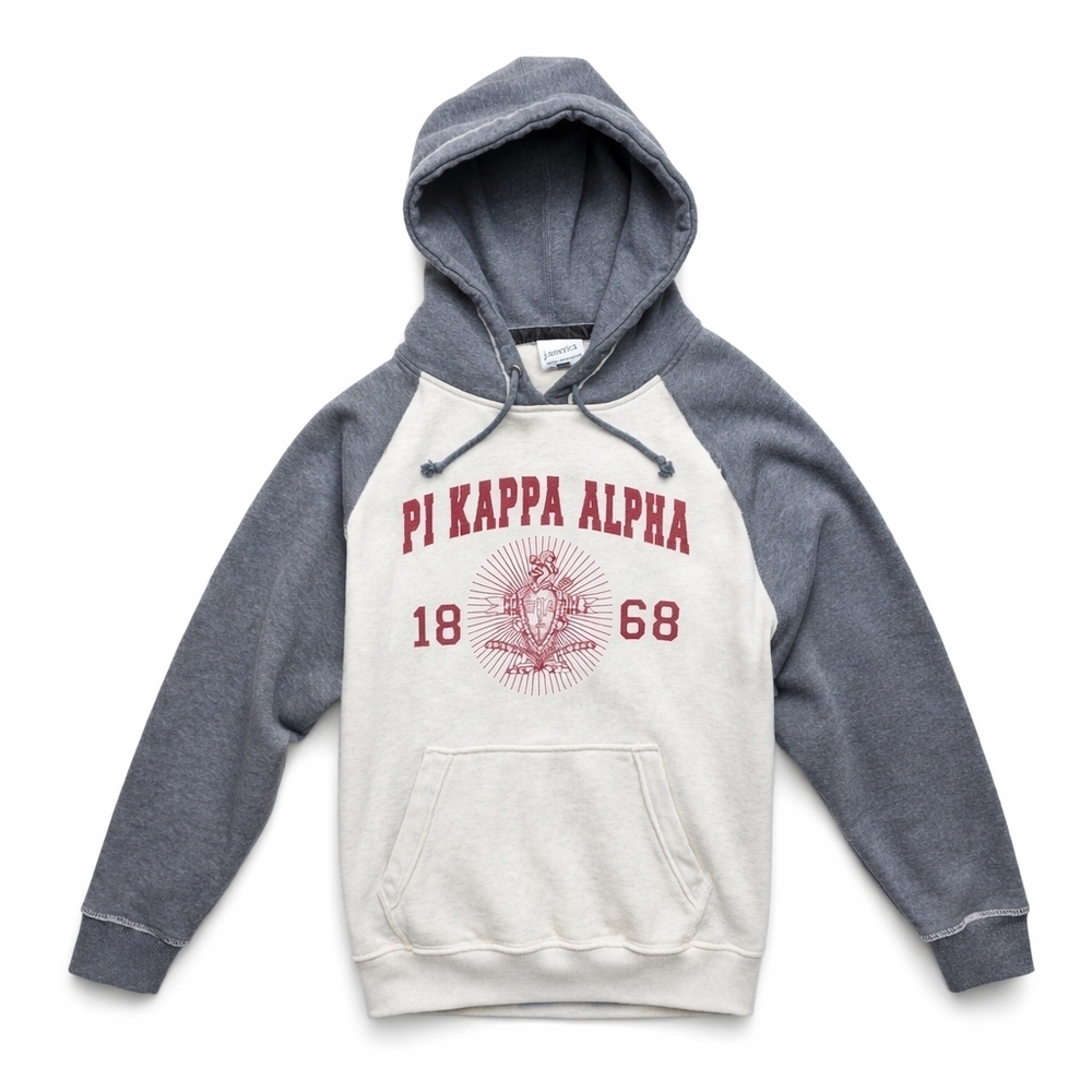 J.America Pi Kappa Alpha Hoodie M Fringe Raw Hem Oversized Pullover Sweatshirt
